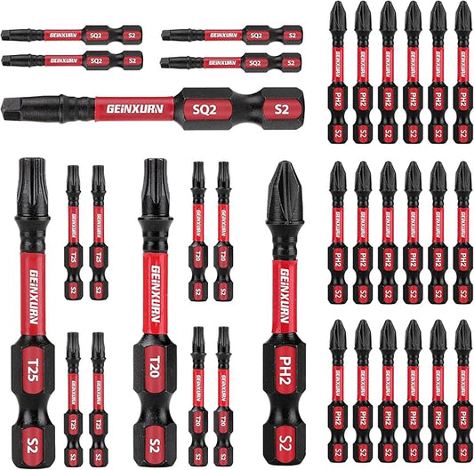 Impact Tough Phillips Square Torx 2 in. Insert Driver Bits, 35Pack Bulk T20/T25/PH2/SQ2 Screwdriver Power Bits Set
