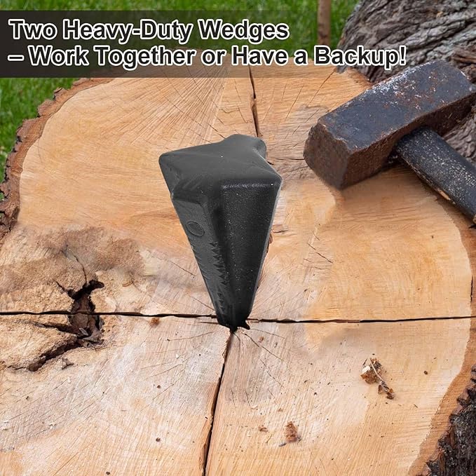 1 Pcs 5 Lbs Manual Log Splitter Wedge Wooden Splitting Wedges 4-Direction Diamond Design Forged Steel Tool for Easy Wood Splitting Splits Firewood into 4 Pieces, Effortless