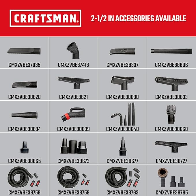 Craftsman CMXEVBE17607 16 Gallon 6.5 Peak HP Wet/Dry Vac with Detachable Leaf Blower, Heavy-Duty Shop Vacuum with Attachments and Gutter Cleaning Kit