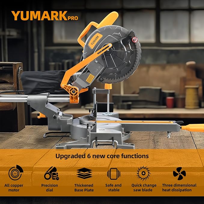 10-inch Sliding Miter Saw Single Bevel Table Saw 1800W 5200RPM Compound Miter Saw Corded Power Wood Circular Saw with Adjustable Extension Table
