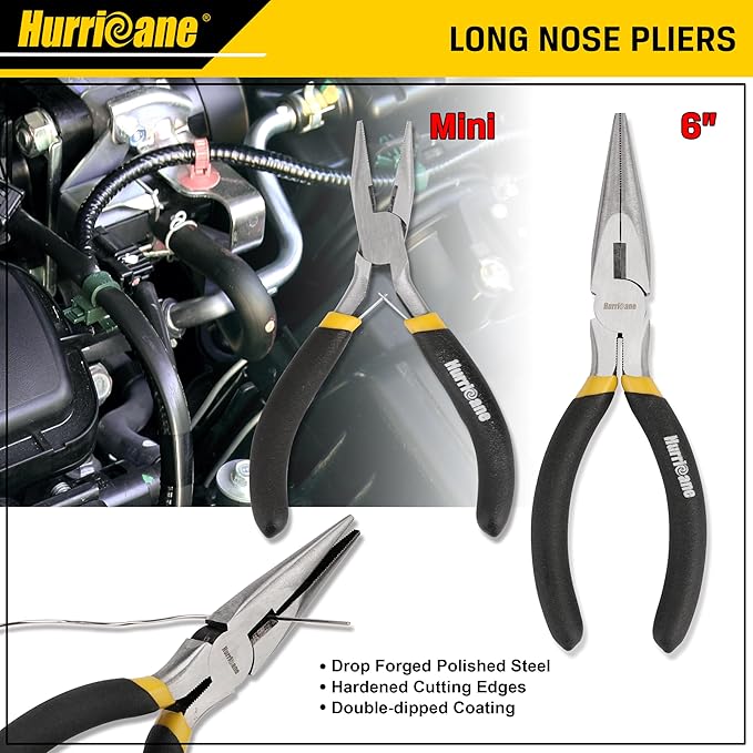HURRICANE 7 Pieces Pliers Set, 8 inch Groove Joint Pliers, 8 inch Slip Joint, 7?섃?Linesman, 6?섃?Slip Joint, 6?섃?Diagonal, 6?섃?Long Nose, Mini Long Nose, for DIY & Home Use