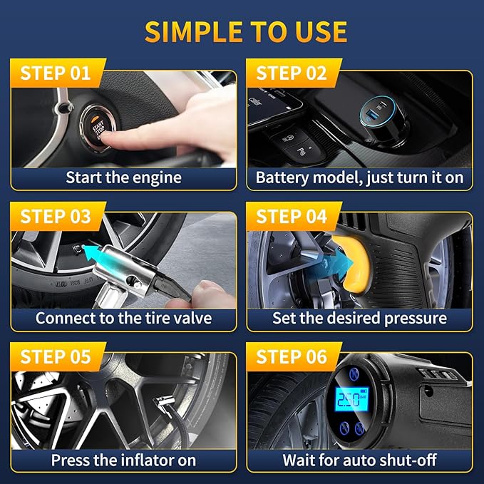 150PSI Portable Air Compressor for Car Tires ??Digital Tire Inflator with LED Flashlight, 12V Auto Pump for Cars, Motorcycles, Bikes, and Sports Balls