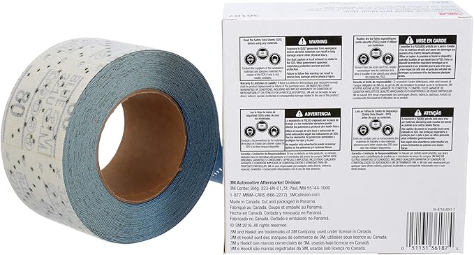 3M Hookit Blue Abrasive Sheet Roll, 36187, Multi-Hole, 2.75 in x 13 yd, 80+ Grade, Automotive Sanding Roll Sandpaper for Coating Removal, Body Repair, Auto Sanding
