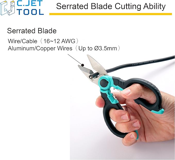 6" Stainless Electrician Scissors Heavy Duty Professional for Aluminium Copper Soft Cable (Turquoise)