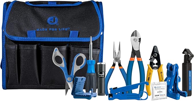 Jonard Tools TK-120 Fiber Prep Kit - 12 Piece Fiber Optic Cable Access and Termination Tools Set with Stripping, Ringing, and Cutting Tools
