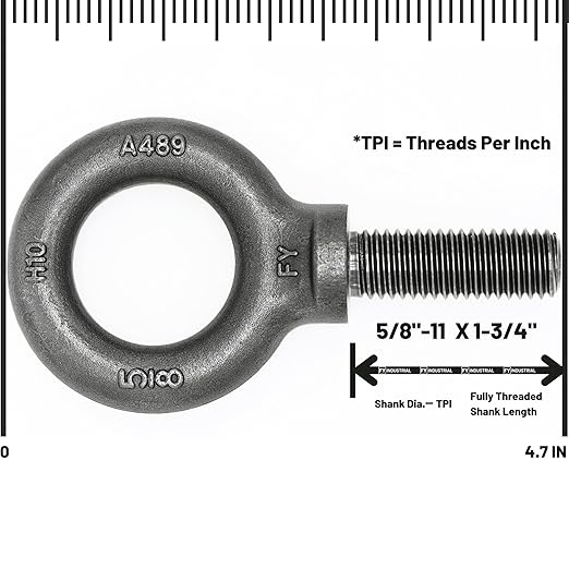 3 Pcs Lifting Shoulder Eye Bolts 5/8"-11 X 1-3/4"