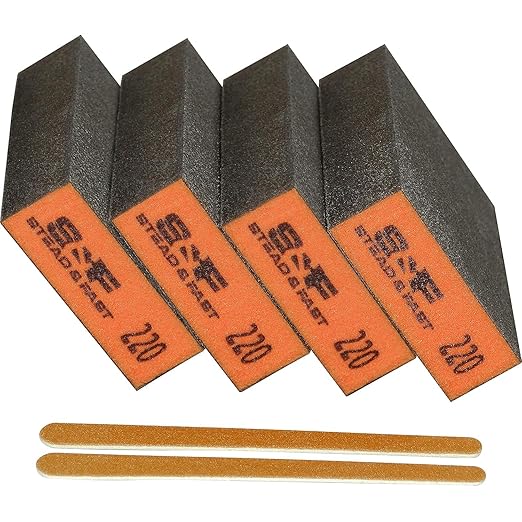 Sanding Sponge 220 Grit 4 Pcs, Coarse Medium Fine Sanding Block, Sander Sponges for Drywall Metal, Sandpaper Sponge Sanding Blocks for Wood by S&F STEAD & FAST