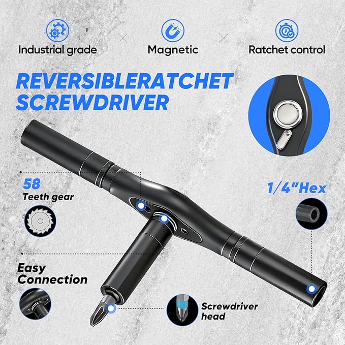 Saker 42-in-1 Magnetic Screwdriver Set for Father?셲 Day Gift, Screwdriver Set with T Handle & Storage Case, for Men Gift, Furniture, Computer, Bicycle, and DIY Grey