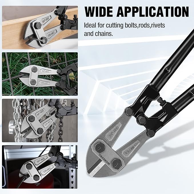 WORKPRO W017006A Bolt Cutter, Bi-Material Handle with Soft Rubber Grip, 24", Chrome Molybdenum Steel Blade