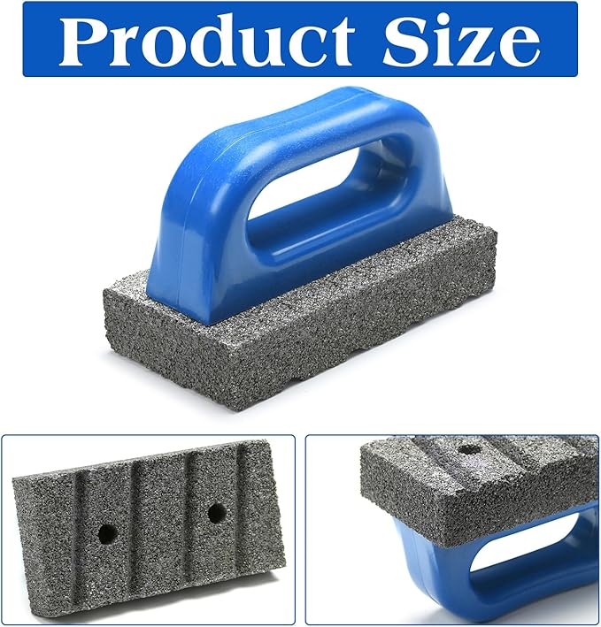 Wenqik 2 Pcs Rub Brick with Handle Concrete 20 Grit Masonry Tools Smoothing Cleaning Removing Marks Tool(Blue)