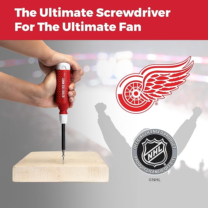 MEGAPRO짰 NHL짰 Team Edition Multi-bit Screwdriver | Officially Licensed NHL짰 Gear | Durable, Ergonomic, Pro-Grade Screwdriver (Detroit Red Wings짰)