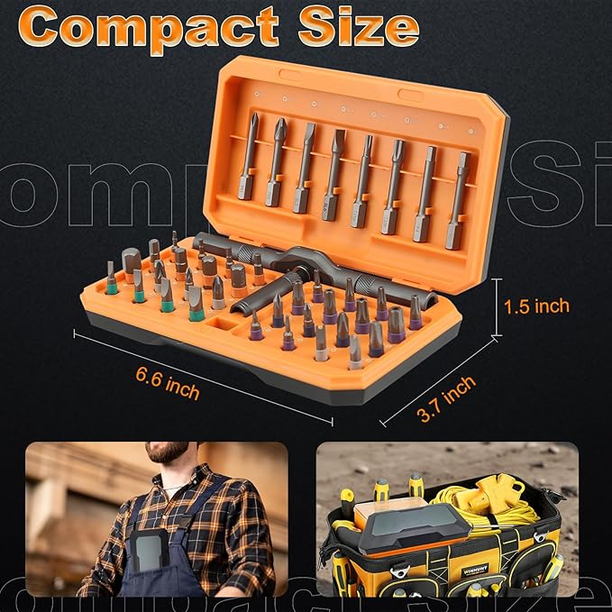 42 In 1 Magnetic Screwdriver Set, Ratcheting Screwdriver Set with Detachable Handle, Multi Magnetic Bits, Portable Repair Tools for DIY, Electronics, Car, Bicycle, Computer(Orange)