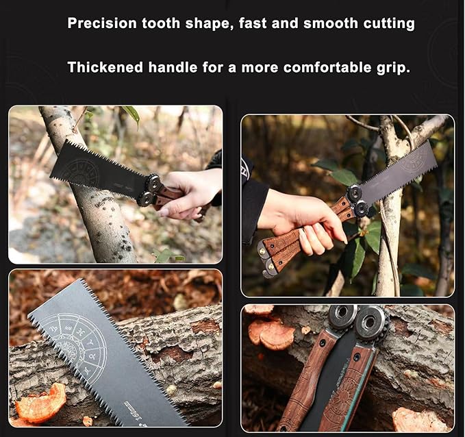 Folding Hand Saw 7.5 Inch Folding Japanese Pull 11/15TPI Double-Edged Hand Saw with SK5 Flexible Blade WoodSaw for Woodworking Camping DIY Small Projects