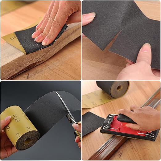 MAXMAN 400 Grit Sandpaper Roll, Silicon Carbide Wet Dry Longboard Sand Paper, 3-2/3" Wide Continuous 11 Yard Long Continuous Roll, for Auto, Wood, Metal Sanding Polishing, Hand Sanding Blocks