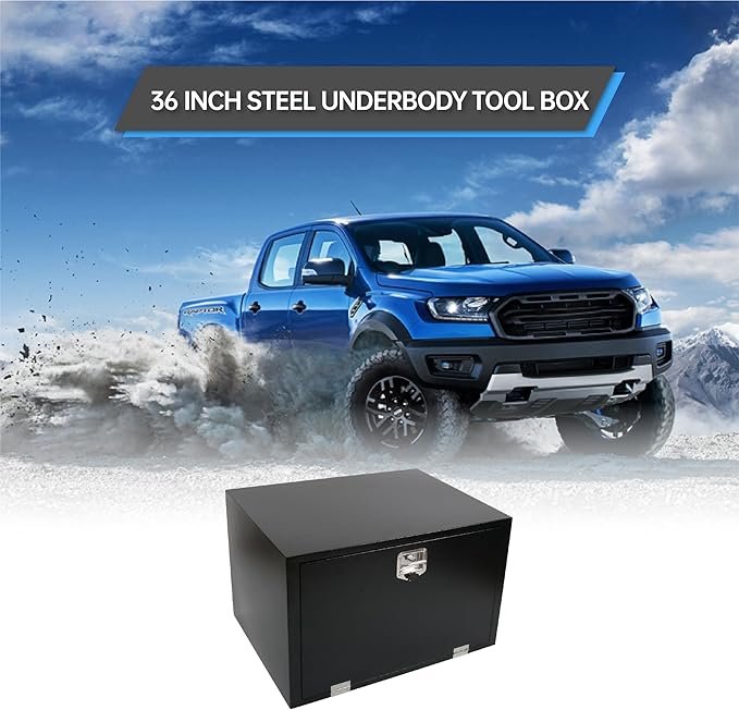 36 Inches Steel Underbody Tool Boxes竊똇eavy Duty Flatbed Tool Box with Lock and Key, Black (36" *24 "*24")