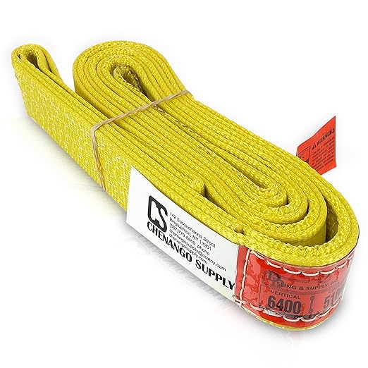 DD Sling (USA Made). 2" wide X (4' to 20' lengths) in Listing! 2 Ply Twisted Eye, Nylon Lifting Slings, Eye & Eye, Heavy Duty (900 webbing), 6,400 lbs Vertical, 5,100 Choker, 12,800 Basket Load Capacity (2inX8ft)