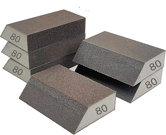 6 Pack Sanding Sponge, 80 Grit Sanding Blocks Assortment,Washable and Reusable for Wood Drywall Metal Home (80 Grit)