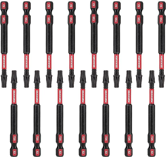 15Pieces T25 3 In. Impact Tough Magnetic #25 Torx Head Power Bits, S2 Alloy Steel T25 Screwdriver Bits Set