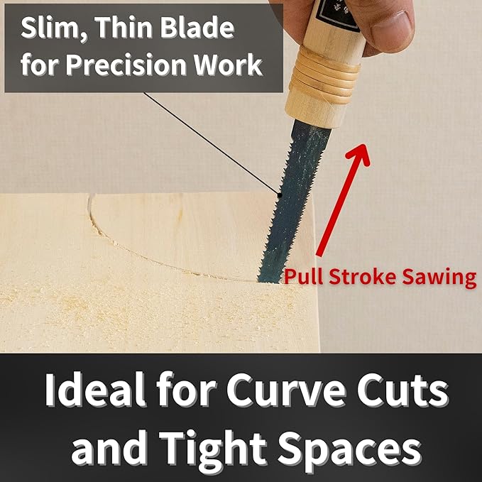 Japanese Pull Saw Woodworking Small Keyhole Saw 7-7/8" Made in JAPAN, Ryoba Double-Edge Handsaw for Wood, Plywood, Drywall, Sheetrock, Gypsum Board, Plasterboard, Wood Handle