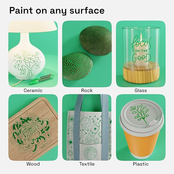 ARTISTRO 2 Green Acrylic Paint Markers - 0.7mm Extra Fine-Tip Paint Pens - Perfect for Crafting, Art Projects, & More