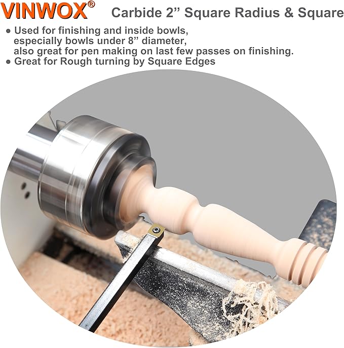 20" Full Size 4 PCS Carbide Wood Lathe Turning Tool Set, Including Swan Neck Hollower, Rougher, Finisher, Detailer, Titanium Coated Carbide Blades 2X Extended Service Life, Beech Wood Handle