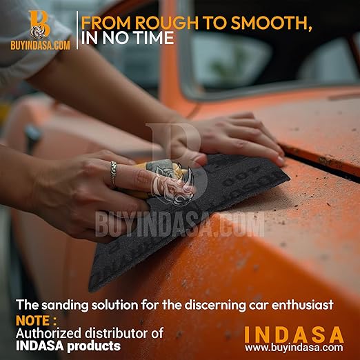 Indasa Rhynosoft Foam Sanding Pads - 4.5" x 5.5",Hook and Loop, 80 Grit, Plusline, Flexible, Tear-Resistant, Ideal for Automotive, Wood, & Finishing (Pack of 20 Pads)