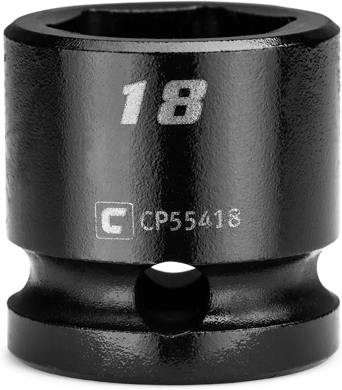 Capri Tools 18 mm Stubby Impact Socket, 1/2 in. Drive, 6-Point, Metric (CP55418)