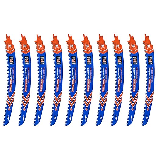 Japanese Teeth Reciprocating Saw Blades 12" 10PCS - Curved Edge Wood Pruning Saw Blades 6TPI for Tree Trimming,Wood Cutting,Cr-V Sabre Saw Pruning Blade