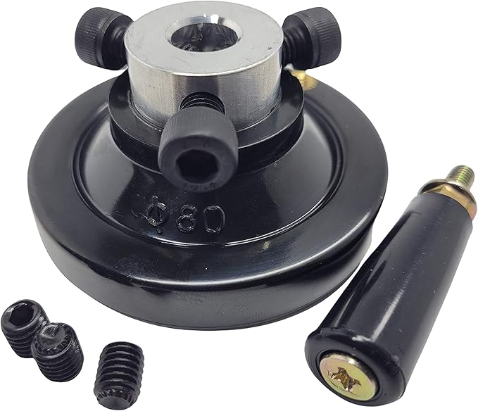 [Made In Korea] 3.15" Ultimate Handwheel with 1/2" Bore Unique 3-Point Locking Revolving Crank Handle -Replacement for Table Saw, Drill Press, Lathe & Milling Machine -Heavy Duty Nylon Control Knob