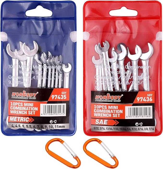HORUSDY 20-Piece Mini Wrench Set, Small Wrench Set, Metric and SAE Mini Combination Wrench Sets