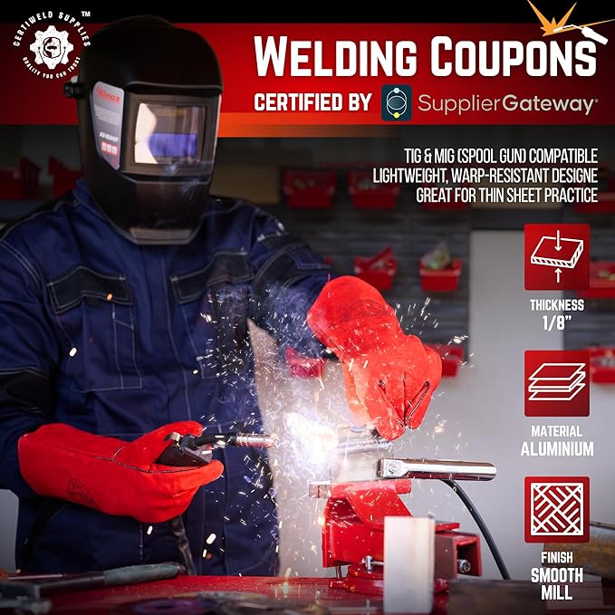 20 Pack 6061 T6 Aluminum Sheet Welding Kit 1/8??Thick 2??x 4??Welding Coupons Weld Practice Kits Beginners for Mig Tig Stick Mma Arc Gas and Brazing Heat Treatable Corrosion Resistant