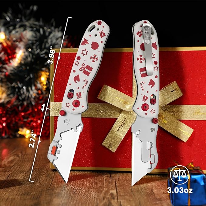 Kizer Uti Bear(Tool-Free Version) Folding Utility Knife, Quick Change Box Cutter EDC knife with G10 Handle, 5PCS Razor Blades, Clutch Lock Small Pocket Knives for Men Women Christmas Gift V3619JMC2