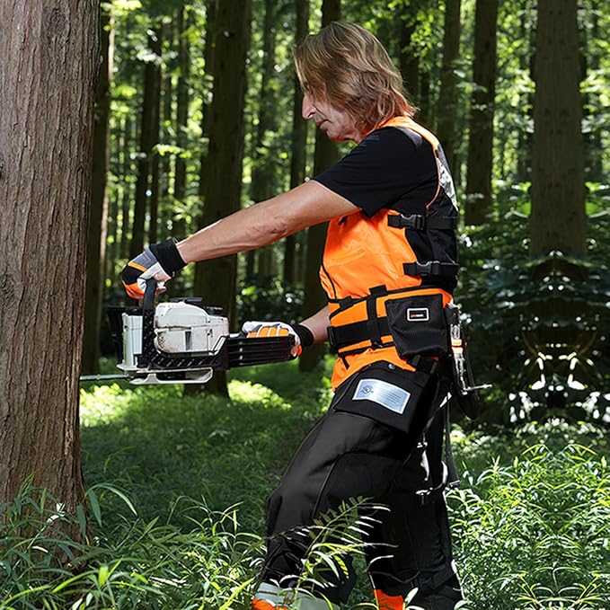 Technical Wrap Chainsaw Chaps by UL Class A 8 Layers Chainsaw Pants Apron Style Black