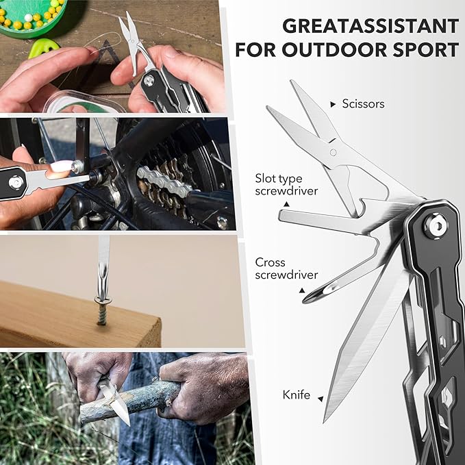 Multitool with Safety Locking,16-in-1 Multi Tool Stainless Steel Pocket Knife Set with Pliers, Upgrade Camping Tool Gifts for Men,for Survival, Camping, Hiking, Outdoor 6 Pcs