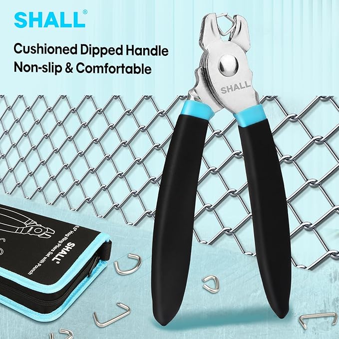 SHALL Hog Ring Pliers Kit with 600pcs Galvanized Hog Rings (3/8?쇺? 1/2?쇺? 3/4?쇺? for Upholstery, Fence, Animal Pet Cages, Bungee Cords, Bagging, Protective Gloves, Storage Case & Bag Included