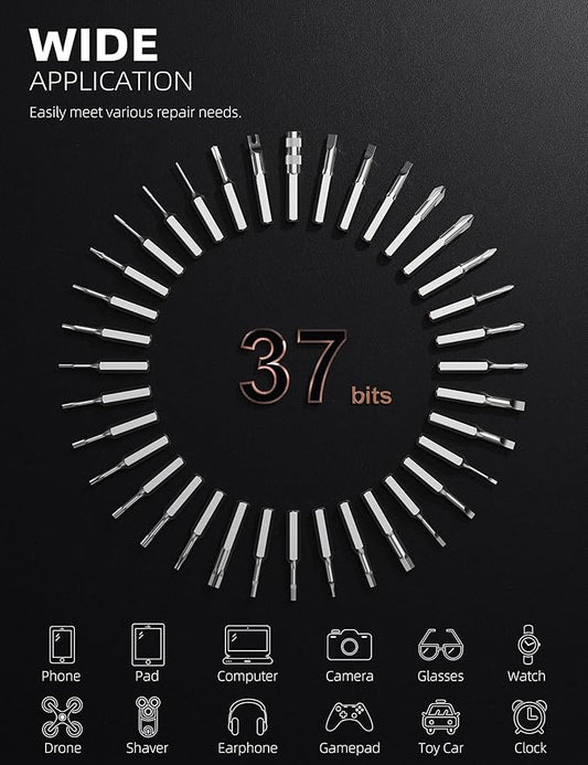 iFu Mini Electric Screwdriver, 42 in 1 Precision Screwdriver Set – Small Cordless Power Screwdriver with LED Light & 37 Magnetic Bits, Repair Tool for Phone Laptop Camera Watch Computer