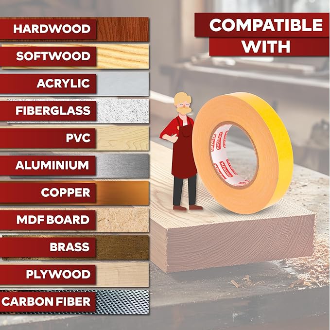 XFasten Bulk Double Sided Woodworking Tape 1-inch, 2,592 Feet Total (24-Pack) Residue-Free Removable Double Sided Tape for Woodworking Router Template, Woodworkers CNC Routing Machine