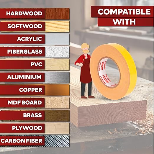XFasten Double Sided Woodworking Tape w/Yellow Backing 2.5 Inches x 30 Yards