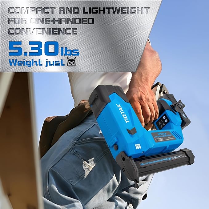 Brad Nailer Cordless, 18 GA Nail Gun Battery Powered, 3400 Nails per Charge, Super-long Runtime,Drives 3/8" to 1-1/4" Nails