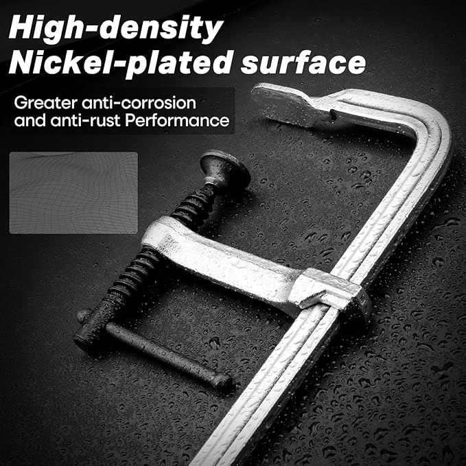 SHALL 12 In Heavy-duty Bar Clamps, 4-Pack Drop Forged Steel Welding F Clamps, All-Steel Thick Rail Wood Clamps with 1200Lbs Load Limit for Woodworking, Welding, Metal Working | 4-3/4" Throat