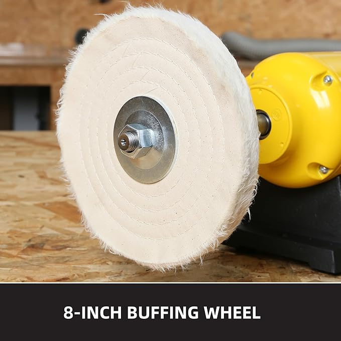 Dual Speed Bench Buffer Polisher 1.8/3.1A, 8 inch Jewelry Buffer Polisher Machine, 1725/3450 RPM Power Bench Polisher with 2 cotton Wheels for Jewelry, Metal, Wood, Jade, Knife, Plastic