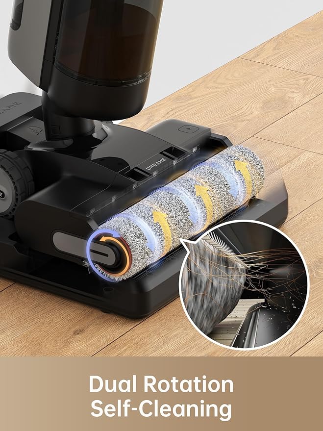 DREAME H13 Pro Wet Dry Vacuum Cleaner, Smart Floor Cleaner Vacuum Mop for Hard Floors, 140째F Brush Wash, Hot Air & Dual Rotation Self-Cleaning, GlideWheel Power System, Great for Sticky Messes
