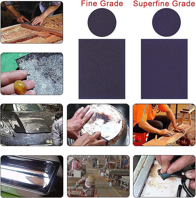 BokWin 16Pcs Sanding Sponge 120 Grit/ 220 Grit Sanding Blocks, Washable and Reusable Sand Sponge Kit (Assortment Grade, 8Pcs 320-400 Grade, 8Pcs 800-1000 Grade)