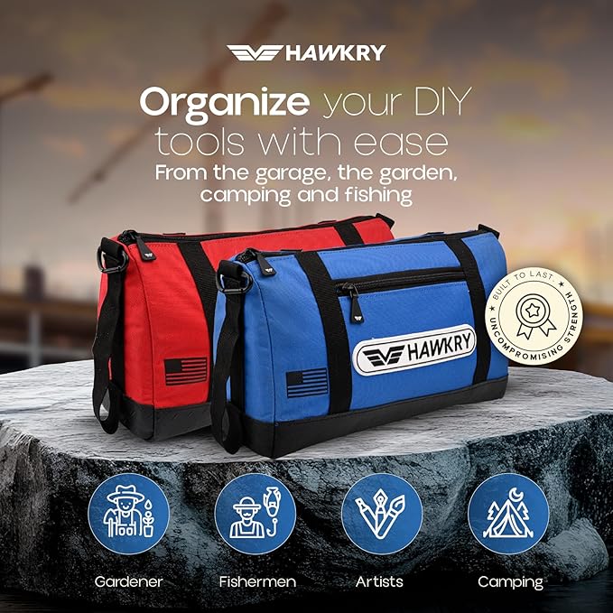 HAWKRY Oxford Waterproof Tool Bag Set of 2 ??Small Tool Bag and Tool Pouch, Fishing Bag, Travel Pouch, Compact, Durable Small Travel Bag, Multipurpose Tool Bags for Men for Work, Fishing and Travel