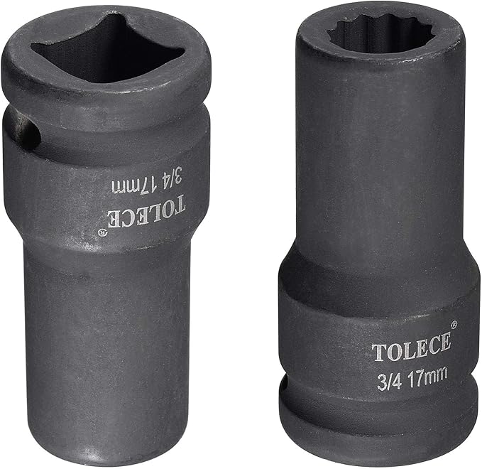 uxcell 3/4-Inch Drive 17mm 12-Point Deep Impact Socket, CR-MO Steel 78mm Length, Metric Sizes
