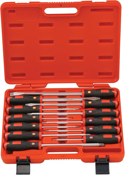 Genius Tools 12 Piece Combination Tang-Thru Screwdriver Set TT-512PZ