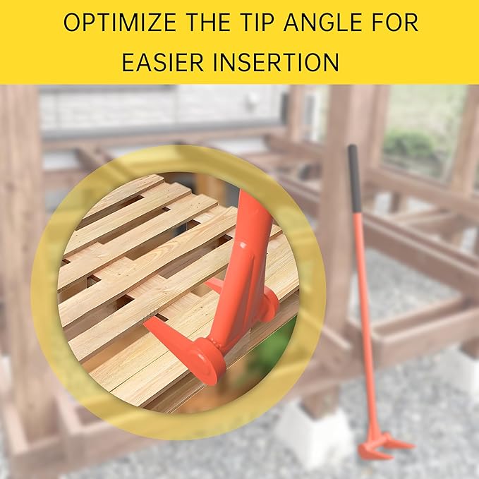 Upgrade ZOOKASEA Pallet Buster 45" with Handle, Heavy Duty Deck Board Removal Tool,Non-Slip Pry Bar Breaker for Flooring, Framing, Roofing and Construction, Orange