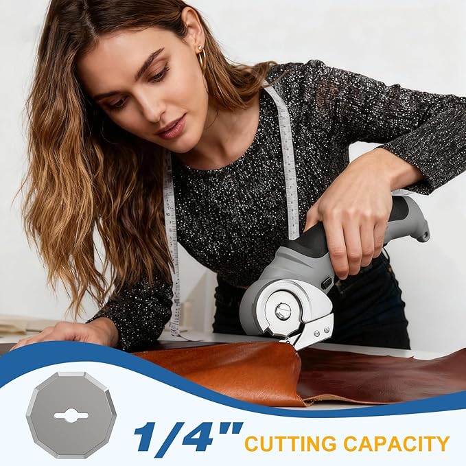 VLOXO Cordless Cardboard Cutter, Electric Scissors with Safety Lock 4.2V Power Box Cutter Multi-Cutting Tools, Rechargeable Electric Scissors for Cardboard Leather Carpet with Storage Box Grey