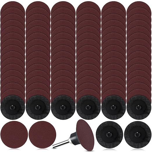 Newwiee 150 Pieces 2 Inch Sanding Discs 240 Grit Roll Lock Discs Die Grinder Sanding Disc for Surface Prep Strip Grind Polish Finish Burr Rust Paint Removal Red
