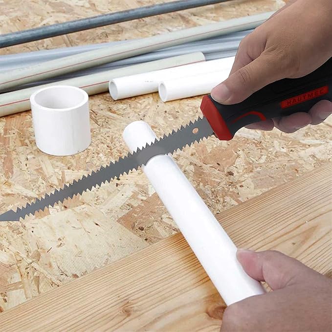 HAUTMEC 6-Inch Drywall Jab Saw with Soft Grip Handle and Sharp Tip, Double Edge Hand Saw for Wallboard, Drywall, Plywood, Plastic Cutting, Trimming, Gardening and Pruning, HT0028-SA